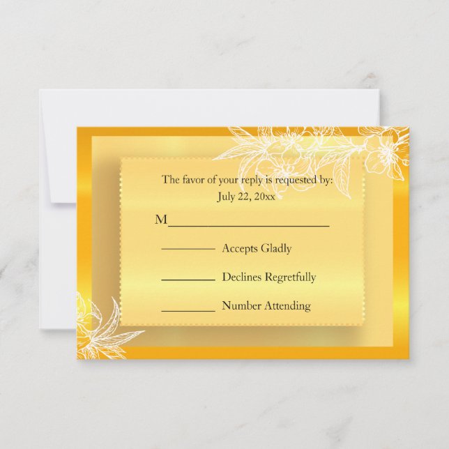 RSVP Modern Marigold Yellow & White Floral Stamp Card (Front)