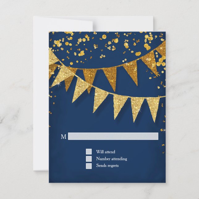 RSVP Modern Pennant Banner w Glitter Confetti (Front)