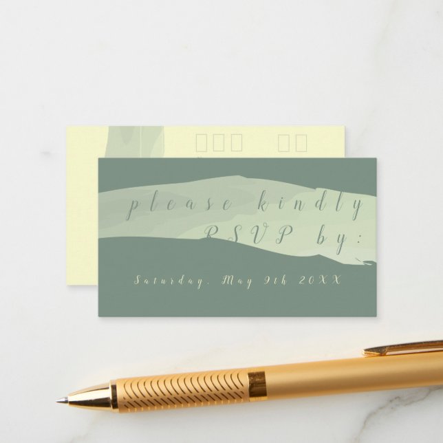 RSVP Modern Teal Enclosure Card (Front/Back In Situ)