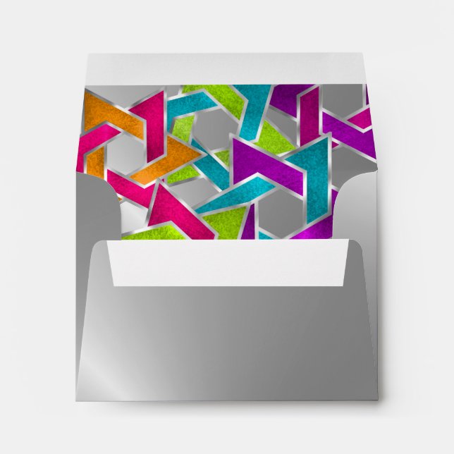 RSVP Multicolored Star of David Silver Envelope (Back (Bottom))