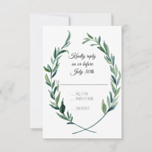 RSVP Muted Green Laurel Wreath Olive Leaf Branch Card