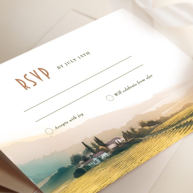 RSVP Napa Valley Watercolor Vineyards Wedding Invitation (Creator Uploaded)