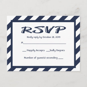 RSVP Navy Blue & White Stripe Nautical Postcard