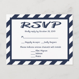 RSVP Navy Blue & White Stripe Nautical Postcard
