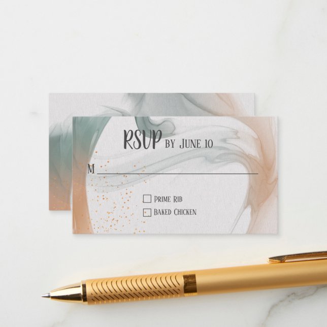 RSVP Neutral Abstract Design Enclosure Card (Front/Back In Situ)