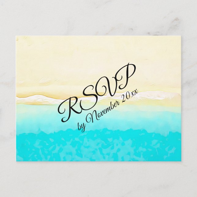 RSVP Ocean Shore Beach Themed Wedding Postcard (Front)