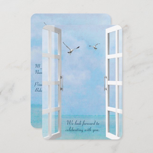 RSVP ocean window with seagulls Invitation (Front/Back)