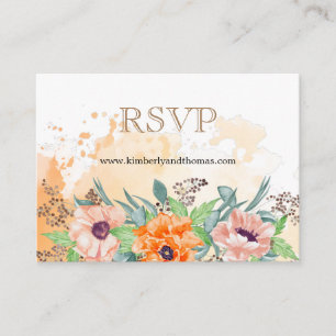 RSVP Online Poppies Watercolor Floral Wedding Enclosure Card