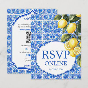 🌈  RSVP Online + QR Azul & Limone Romance Card