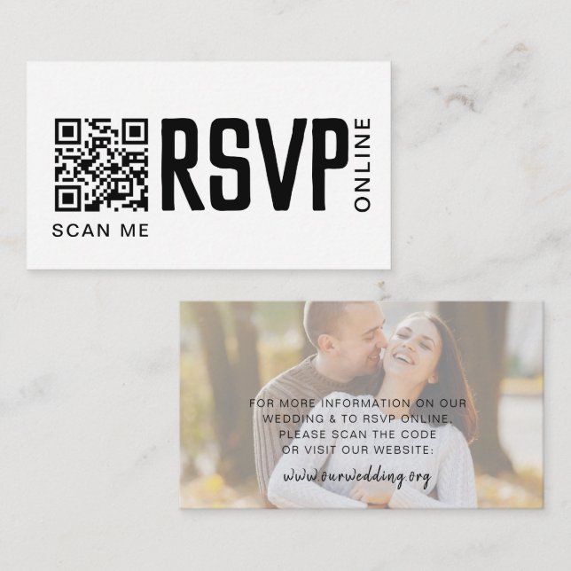 RSVP Online QR code Wedding Website Enclosure Card (Front/Back)