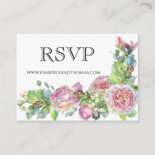 RSVP Online Roses Watercolor Floral Wedding Enclos Enclosure Card
