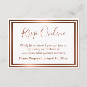 RSVP Online Simple Elegant Copper on White Enclosure Card