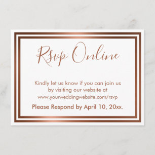 RSVP Online Simple Elegant Copper on White Enclosure Card