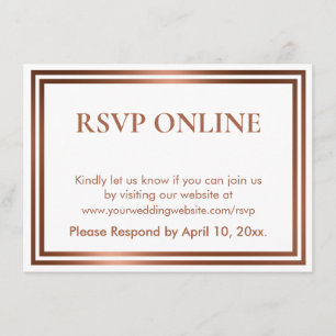 RSVP Online Simple Elegant Copper on White Enclosure Card