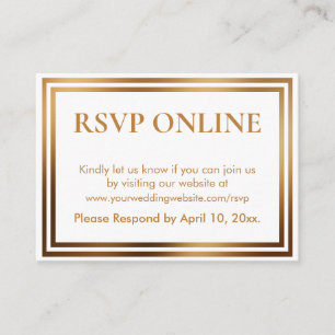 RSVP Online Simple Elegant Gold and White Enclosure Card