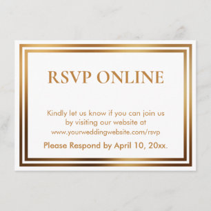 RSVP Online Simple Elegant Gold Borders on White Enclosure Card