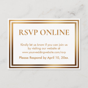 RSVP Online Simple Elegant Gold Tone and White Enclosure Card