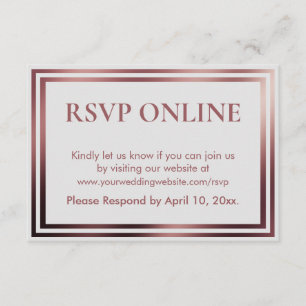 RSVP Online Simple Elegant Rose Gold on Grey Enclosure Card