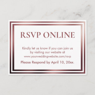 RSVP Online Simple Elegant Rose Gold on White Enclosure Card