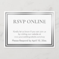 RSVP Online Simple Elegant Silver and White Border