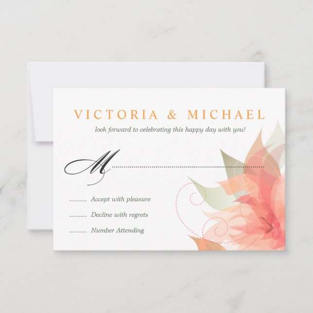 RSVP - Orange Ice White Wedding 2 Card (Front)
