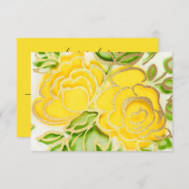 RSVP Painted Watercolor Yellow Roses Invitation (Front/Back)