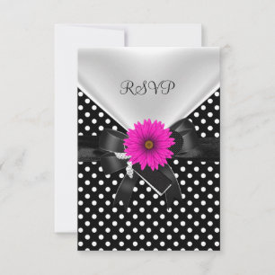 RSVP Party Spot Polka Dot  Black White Pink Card