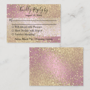 RSVP - Pink and Gold Glitter    Enclosure Card