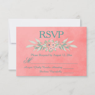 RSVP Pink and Green Flowers Card