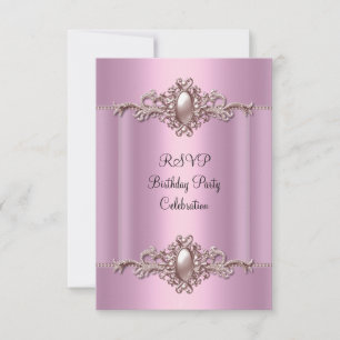 RSVP Pink Elegant Birthday Party Pearl Card