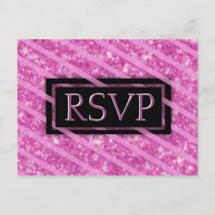 RSVP Pink Glitter Label Invitation Postcard