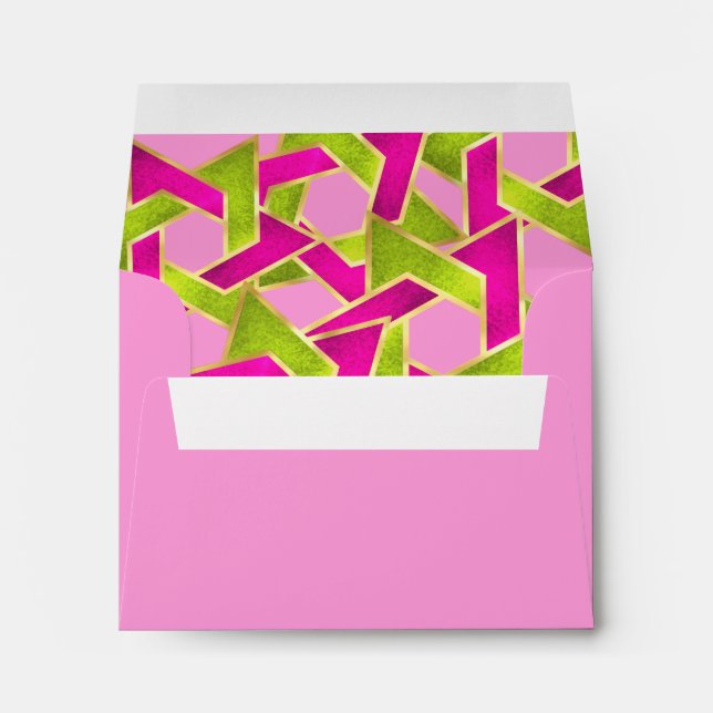 RSVP Pink Green Star of David Gold Envelope (Back (Bottom))