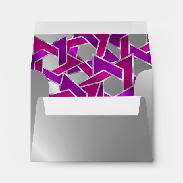 RSVP Pink Purple Star of David Silver Envelopes (Back (Bottom))