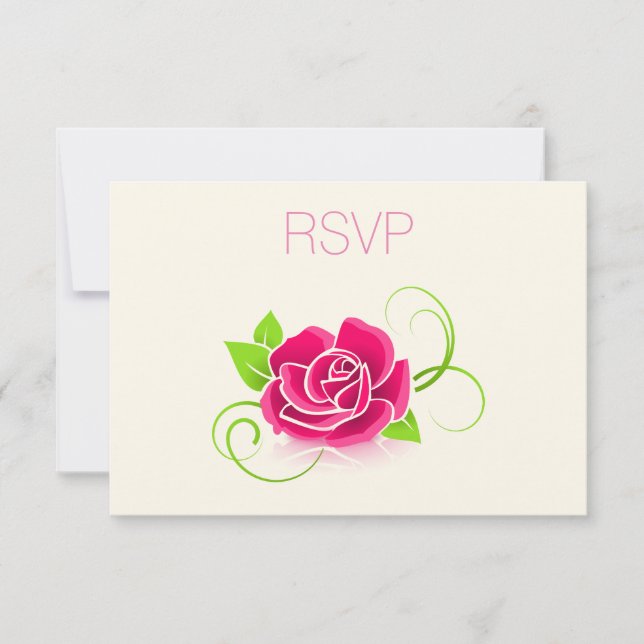 RSVP Pink Rose Illustration Card (Front)