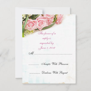 RSVP pink roses wedding invites