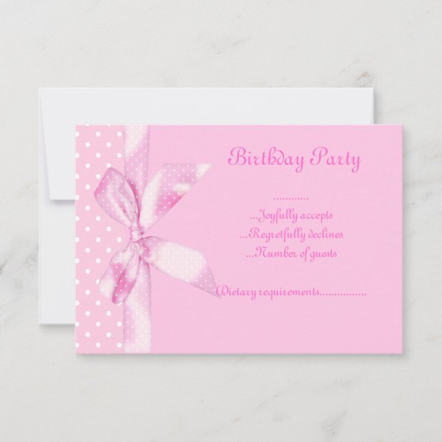 RSVP Pink spotted bow REVISD Invitation (Front)