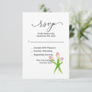 RSVP Pink Tulip Watercolor Floral Card