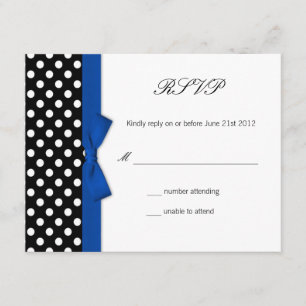 RSVP - Polka Dot Blue Bow Wedding Response Card