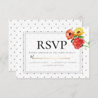 RSVP | Polka Dots and Watercolor Flowers