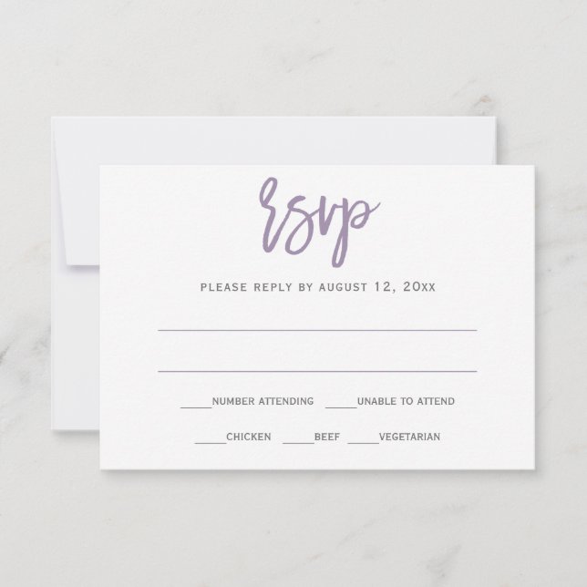 RSVP Postcard | Brush Calligraphy (Lavender) (Front)