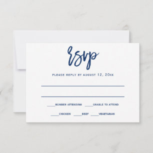 RSVP Postcard Brush Calligraphy - Navy Blue