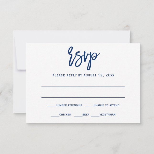 RSVP Postcard | Brush Calligraphy - Navy Blue (Front)