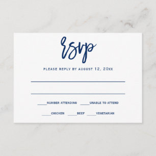RSVP Postcard Brush Calligraphy - Navy Blue