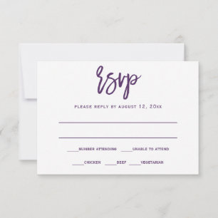 RSVP Postcard Brush Calligraphy - Plum / Purple