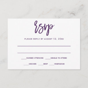 RSVP Postcard Brush Calligraphy - Plum / Purple