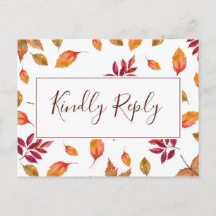 RSVP Postcard Fall in love autumn wedding