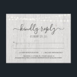 RSVP Postcard | Rustic Winter<br><div class="desc">A Merry Married Winter . . . Calligraphy,  rustic wood,  romantic lights,  tree silhouettes,  and falling snow capture the beauty of the season for your wedding.</div>