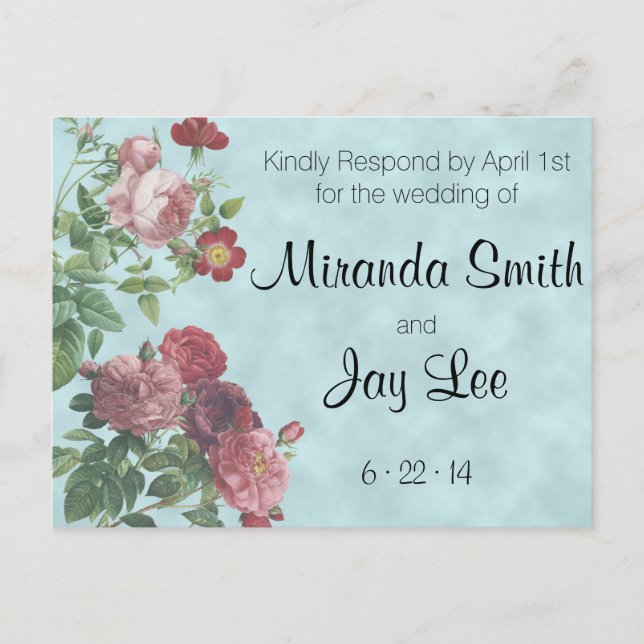 RSVP Postcard | Vintage Rose Wedding (Front)