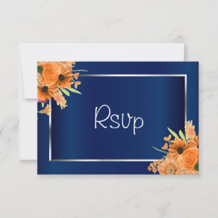 RSVP - Pretty Orange Flowers on Navy Blue