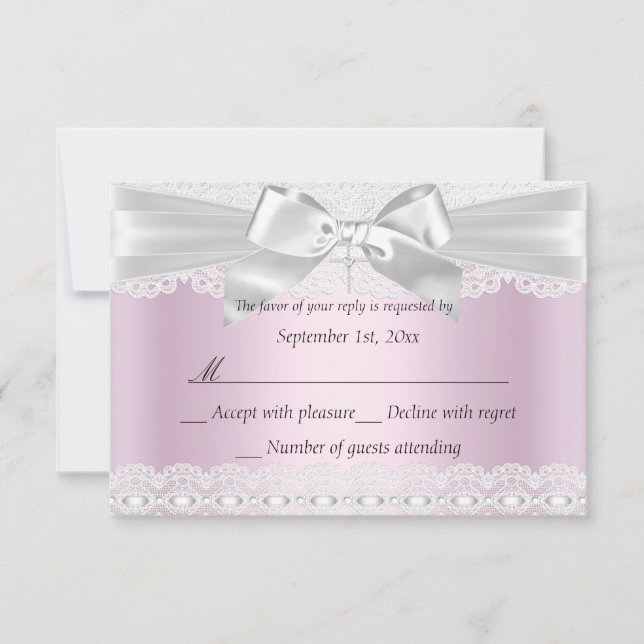 Rsvp Pretty Pink Lace Cross Baptism 3x5 (Front)